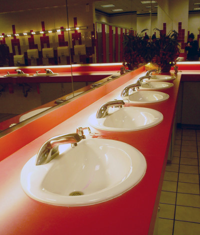 Line of Sinks in Restroom